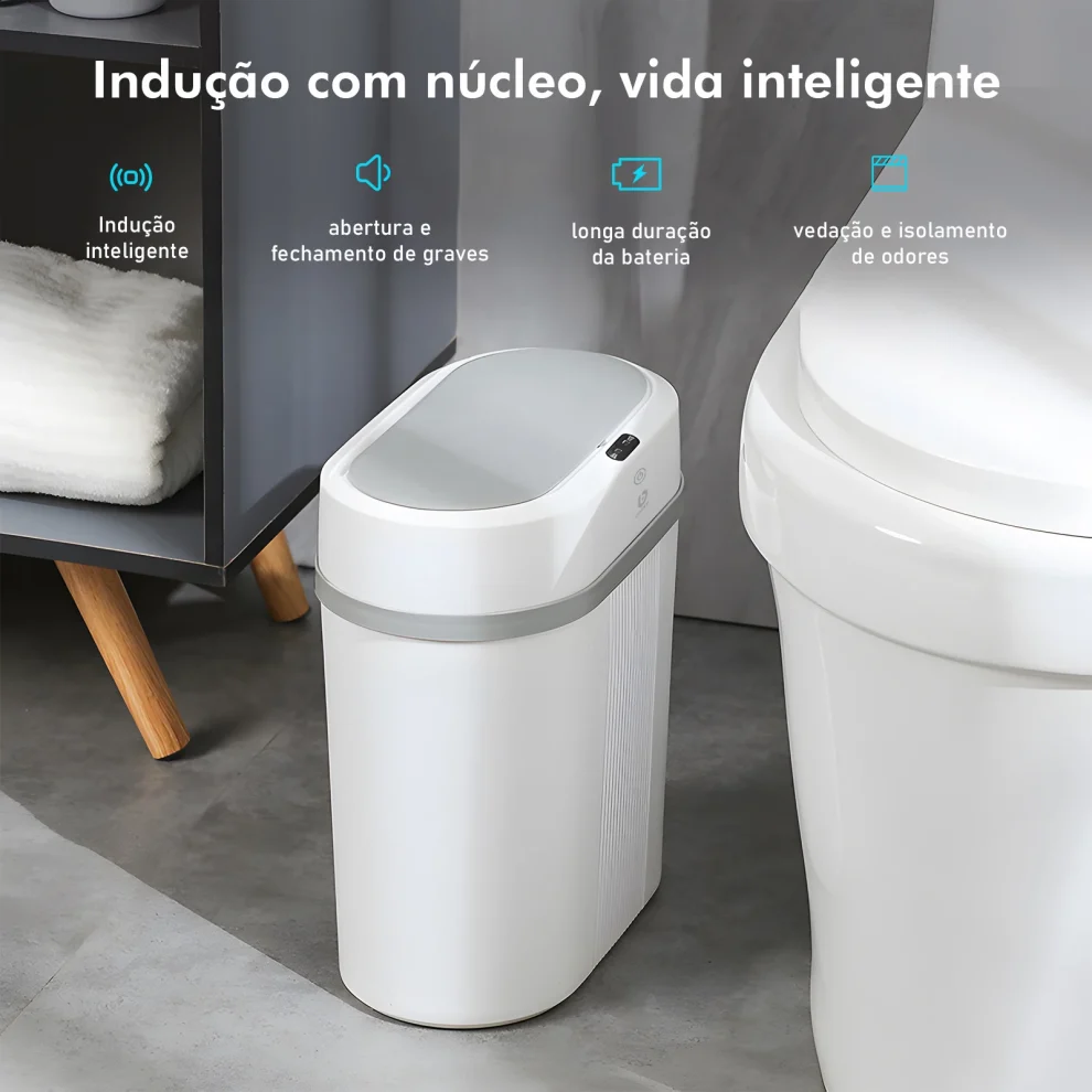 Lixeira Inteligente Sensor Infravermelho 12 Litros - Abertura Automática Higiênica