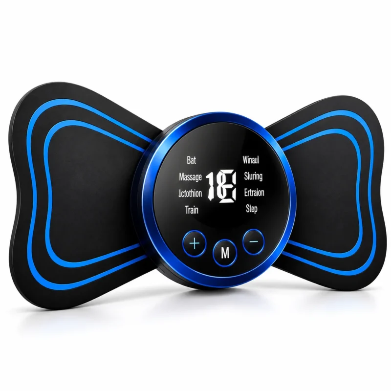 Massageador Portátil Digital Formato Borboleta – Compacto com Botões de Controle
